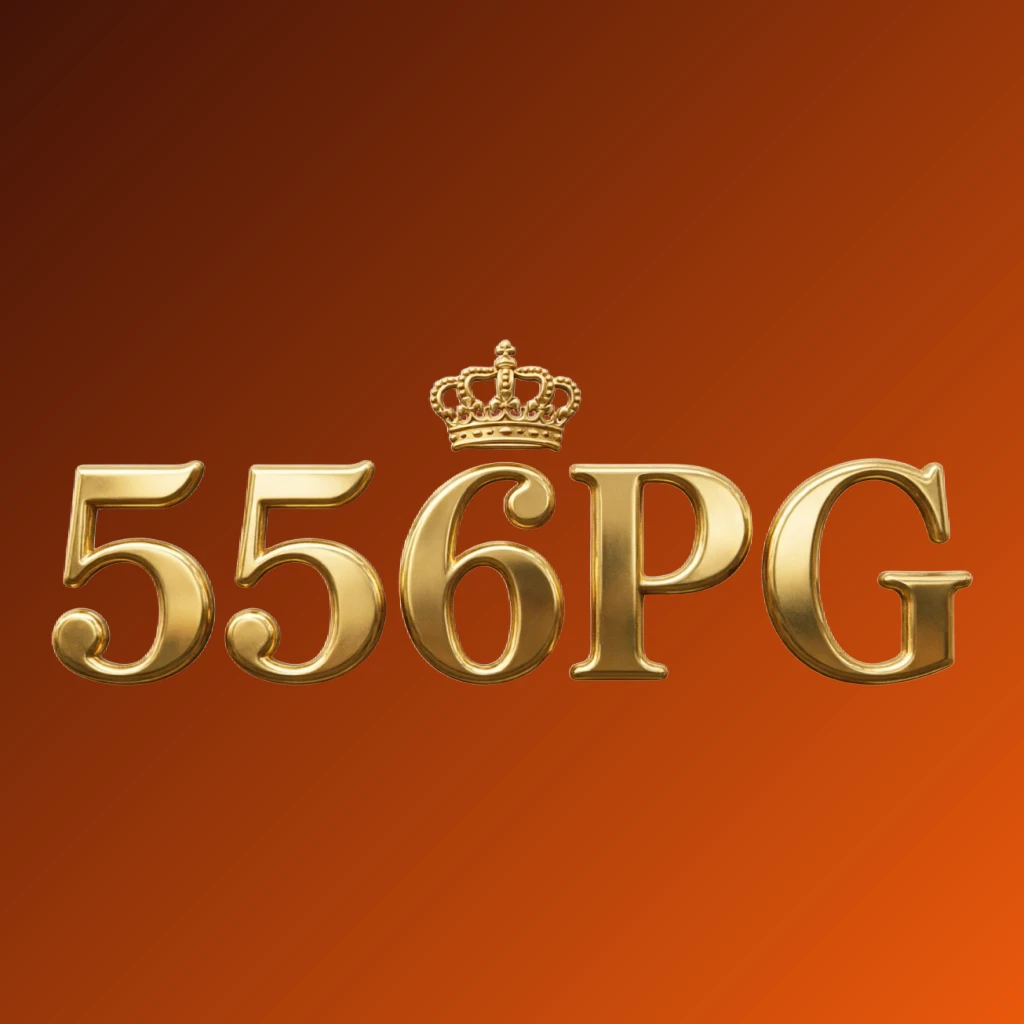 Logo horizontal da marca 556PG com acabamento metálico dourado, apresentando uma coroa acima das letras, transmitindo uma sensação de luxo, sobre fundo transparente